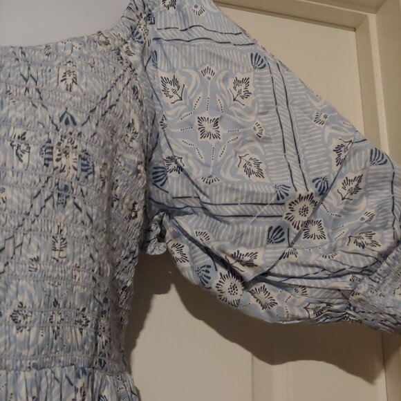 Omika Baby Blue Floral Blair Midi Addison Harbor Dress Smocked Tiered. XL NWT - Picture 8 of 11